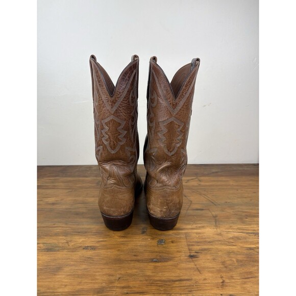 Vtg Lucchese 1883 Tan Burnished Ranch Hand Cowhide Cowboy Boots Mens 10 E Wide main image 13